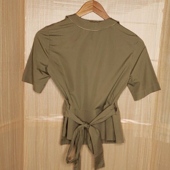 Alain Olive Wrap Blouse - Picture 2 of 6